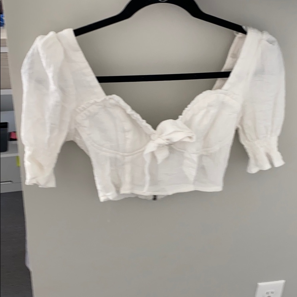 princess polly white blouse cropped